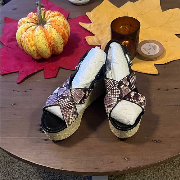 Michael Kors Women's Snakeskin Wedge Sandals - Picture 1 of 6